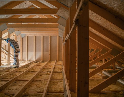 Attic Wooden Roof Construction Covering the House